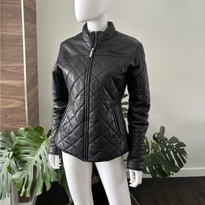 Avirex Jacket Quilted Black 100% Leather Women's Sz Medium Authentic❤️